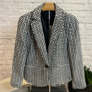 Ann Taylor Black and White Houndstooth Suit Jacket